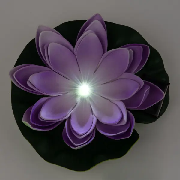 фото Светильник садовый плавающий uniel «waterlily» 17x16x6 см фиолетовый цвет света цвет фиолетовый