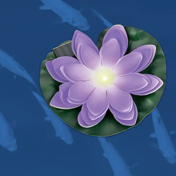 фото Светильник садовый плавающий uniel «waterlily» 17x16x6 см фиолетовый цвет света цвет фиолетовый