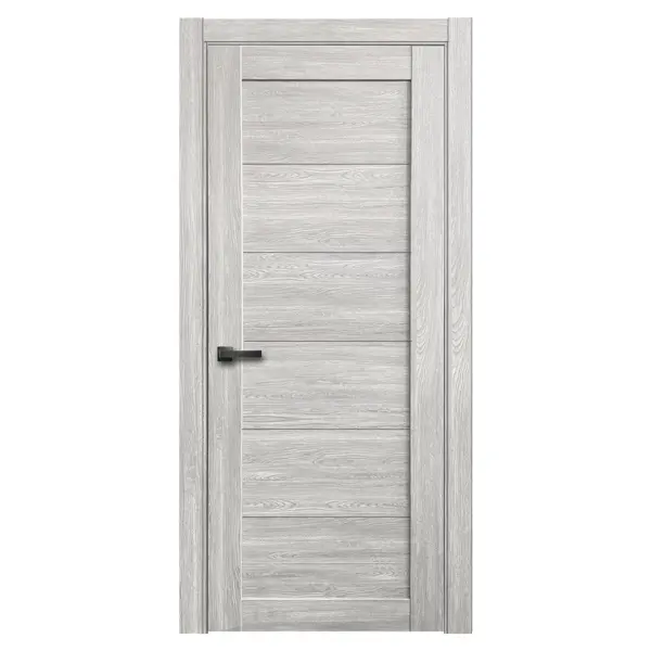 Дверь межкомнатная глухая с замком и петлями в комплекте Тренто 80x200 см ПВХ цвет дуб европейский серый