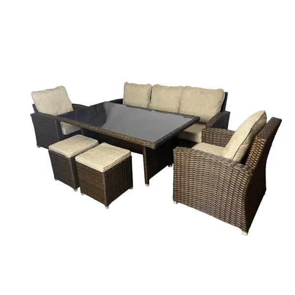 Набор садовой мебели Greengard Альби сталь цвет коричневый диван 1 шт. кресла 2 шт. пуфик 2 шт стол 1 шт тент укрытие для подвесного кресла 120х120х200 см коричневый