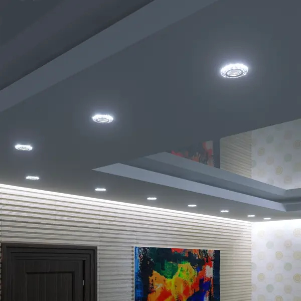 фото Светильник точечный встраиваемый italmac emilia с led-подсветкой под отверстие 60 мм, 3 м², цвет прозрачный