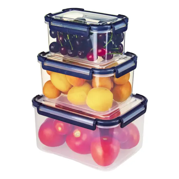 Набор контейнеров для пищевых продуктов 0.8/1.6/2.75 л пластик цвет прозрачный контейнер для пищевых продуктов martika