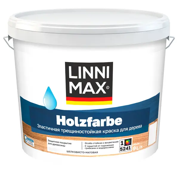 Краска фасадная Linnimax Holzfarbe моющаяся матовая цвет белый матовая база 1 9 л краска интерьерная linnimax litex 2 белый база б1 9 л