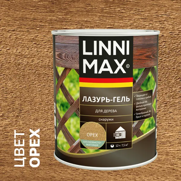 фото Лазурь-гель для дерева linnimax полуматовая орех 0.75 л