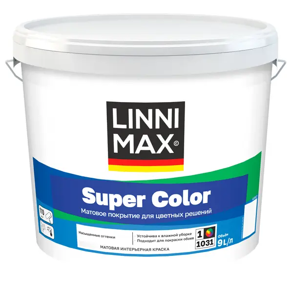 Краска для стен и потолков Linnimax Super Color моющаяся матовая цвет белый база 1 9 л эмаль linnimax аква белый глянцевый база б1 0 9 л