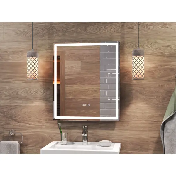 Зеркало для ванной Vigo Level Comfort 60x70 см с подсветкой и часами зеркало am pm gem 55 с подсветкой часы и косметическое зеркало m91amox0553wg