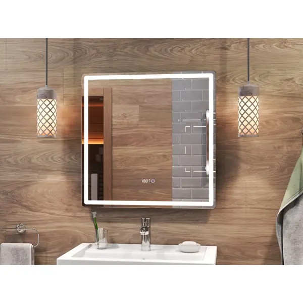 Зеркало для ванной Vigo Level Comfort 70x70 см с подсветкой и часами зеркало для ванной vigo vento comfort 50x60 см с подсветкой датчиком и обогревом