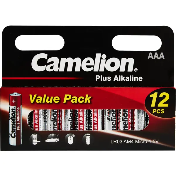 Батарейка алкалиновая Camelion Plus Alkaline LR03-HP12 AAA 12 шт. батарейка алкалиновая camelion plus alkaline lr14 bp2 2 шт