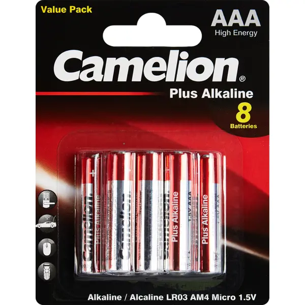 Батарейка алкалиновая Camelion Plus Alkaline LR03-BP5+3 AAA 8 шт. батарейка алкалиновая camelion plus alkaline lr14 bp2 2 шт