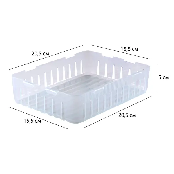 Лоток модульный с перфорацией 20.4x15.4x4.9 см пластик без крышки цвет прозрачный стол прямоугольный assen прозрачный