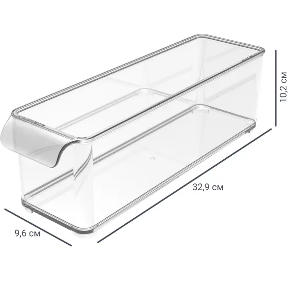 Органайзер Berossi 9.6x32.9x10.2 см 2.4 л полиэтилен без крышки цвет прозрачный емкость для холодильника berossi