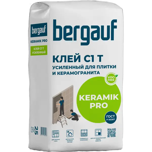 Клей для керамогранита Bergauf Keramik Pro 25 кг клей для плитки bergauf keramik profi 25 кг