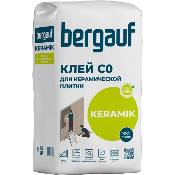 Клей для плитки Bergauf Keramik 25 кг гидроизоляция обмазочная bergauf hydrotron 20 кг
