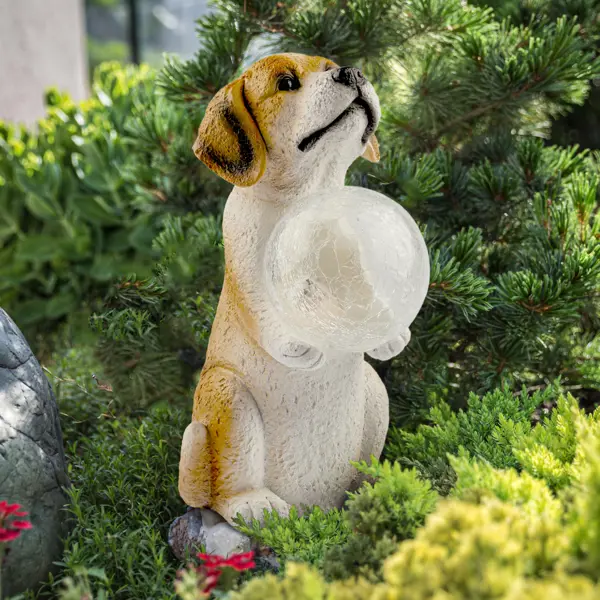 Фигурка садовая Эра «Золотистый ретривер щенок» на солнечных батареях 32.5 см цвет разноцветный теплый белый свет садовая фигурка park