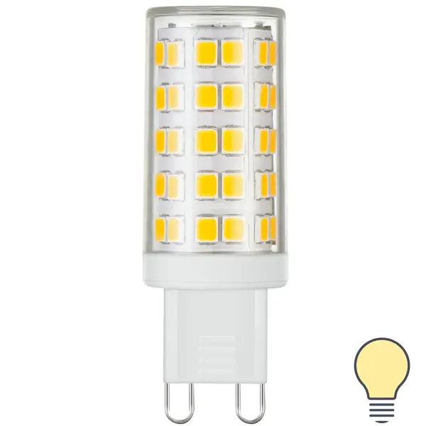 Лампа светодиодная G9 220 В 9 Вт кукуруза 750 лм, тёплый белый свет