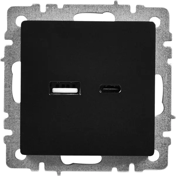 Розетка USB встраиваемая IEK Brite РЮ11-1-БрЧ цвет черный