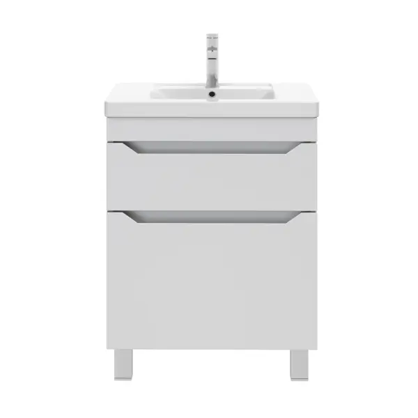 Тумба под раковину напольная Рондо 60 см МДФ эмаль цвет белый мебель для ванной cersanit moduo 80 два ящика белая