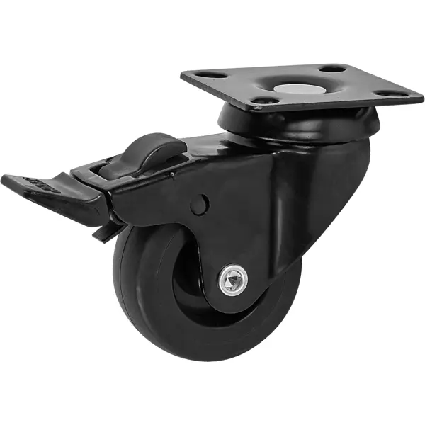 Колесо для мебели поворотное, с тормозом 50 мм, до 40 кг, цвет черный колесо для кресла brante