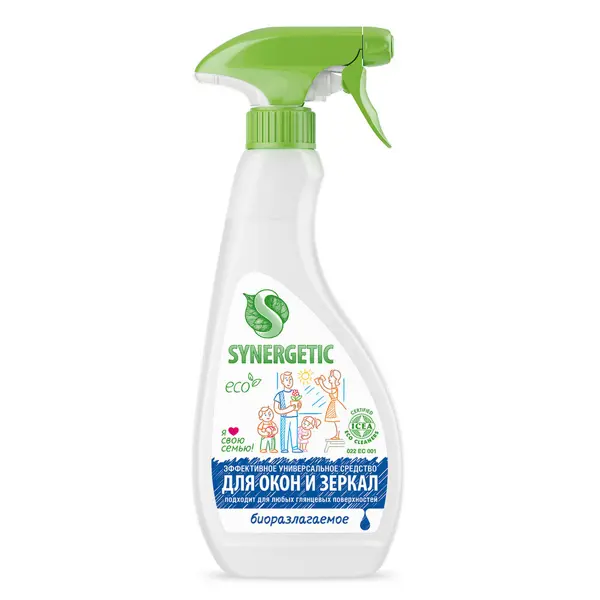 Средство чистящее для окон и зеркал Synergetic 500 мл средство чистящее для сантехники synergetic 1 л