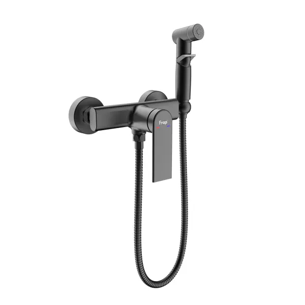 Гигиенический душ Frap Arne F20204-6, набор со смесителем, цвет черный матовый крепеж для врезных моек frap fa105