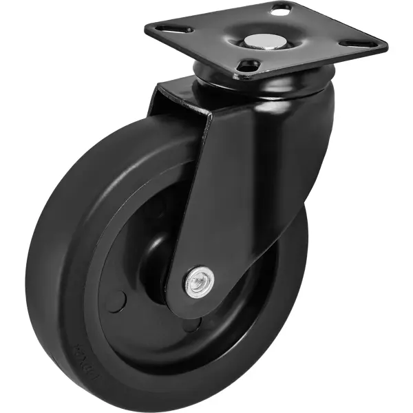 Колесо для мебели поворотное, без тормоза 100 мм, до 70 кг, цвет черный стопор колеса в сборе мб фрез колес