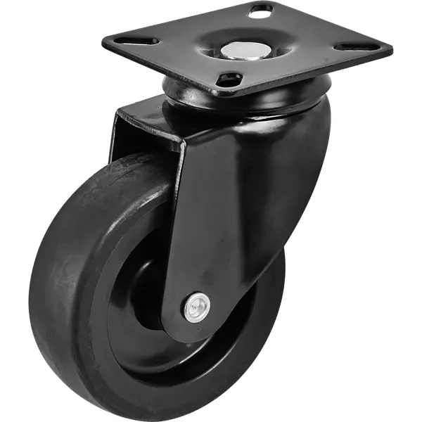 Колесо для мебели поворотное, без тормоза 75 мм, до 60 кг, цвет черный колесо для кресла brante