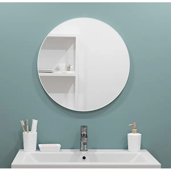 Зеркало для ванной Март Ferro 55 см цвет белый зеркало для ванной март ferro с полкой бортиком 50x69 2 см чёрный