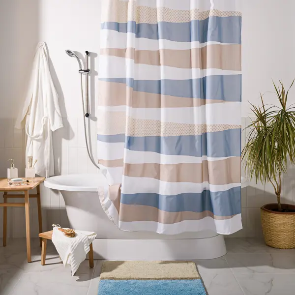 Штора для ванной Wess Elpoa 180x200 см полиэстер цвет бежевый/голубой штора для ванной рассвет 180x200 см полиэстер серый