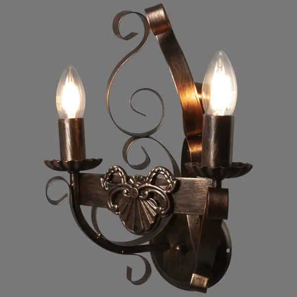 Настенный светильник бра Vitaluce Kantri 2 лампы 6м² Е14 цвет черненое золото