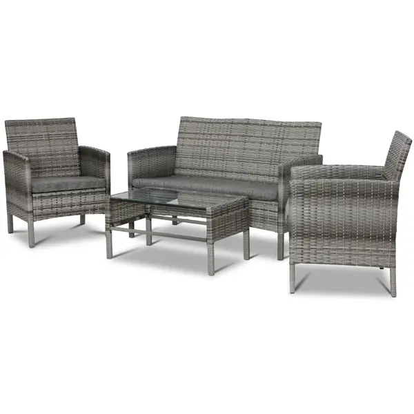 Садовая мебель для отдыха Кения ротанг серый: стол, диван и 2 кресла 3 местный диван темно серый ткань