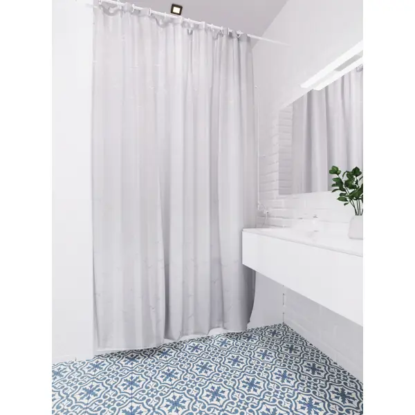 Штора для ванной Raindrops Жаккард 180x200 см полиэстер цвет белый штора для ванны fora