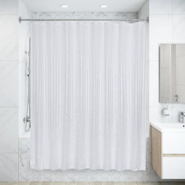 Штора для ванной Bath Plus 240x200 см полиэстер цвет белый полотенцедержатель bath plus