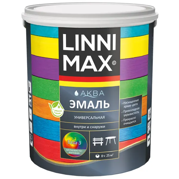 Эмаль Linnimax цвет прозрачный полуматовый база Б3 2.35 л лак для паркета и пола linnimax шелково матовый прозрачный 0 9 л