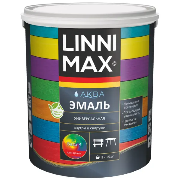 Эмаль Linnimax цвет прозрачный глянцевый база Б3 2.35 л лак для паркета и пола linnimax глянцевый прозрачный 0 9 л
