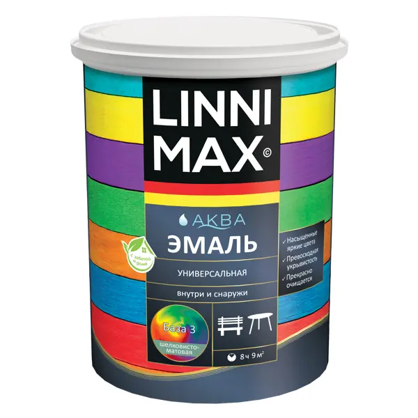 Эмаль Linnimax цвет прозрачный глянцевый база Б3 0.85 л лак для паркета и пола linnimax глянцевый прозрачный 0 9 л