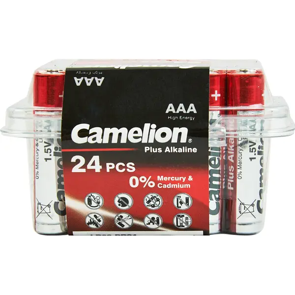 Батарейка алкалиновая Camelion Plus Alkaline LR03-PB24 AAA 24 шт. батарейка алкалиновая camelion plus alkaline 4 2lr6 bp aaa 6 шт