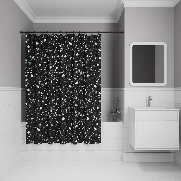 Штора для ванной Iddis Base LM02P18i11 200x180 см полиэстер цвет черный штора для ванной iddis paloma art 200x180 см scid042p