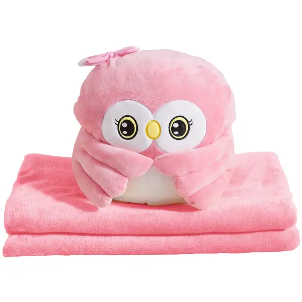 gigwi сова домик для животных искусственный мех Плед с подушкой Сова 130x170 см велсофт цвет розовый