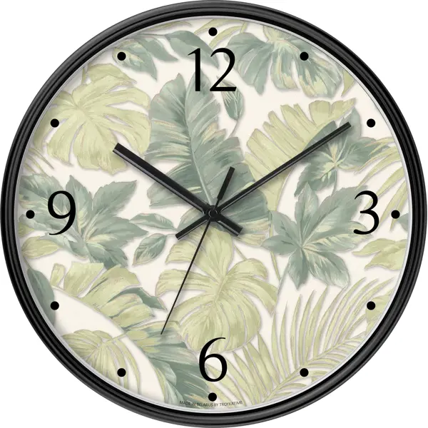 Часы настенные Troykatime Природа круглые пластик цвет зеленый/черный бесшумные ø30 см