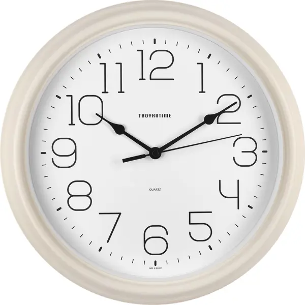 Часы настенные Troykatime круглые пластик цвет кремовый бесшумные ø31 см светодиодная фигура ёлка со снеговиком 7 5 × 21 × 7 5 см пластик батарейки cr2032х1 свечение мульти