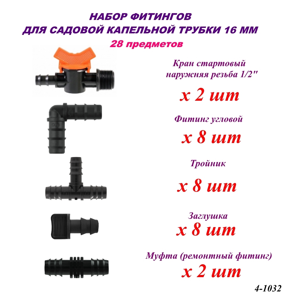 Набор фитингов Лейка Сад для капельной трубки 16 мм 28 предметов по цене  600 ₽/шт. купить в Ижевске в интернет-магазине Леруа Мерлен