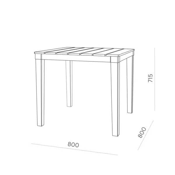 фото Стол садовый квадратный элластик-пласт прованс 80x80x71.5 см полипропилен антрацит