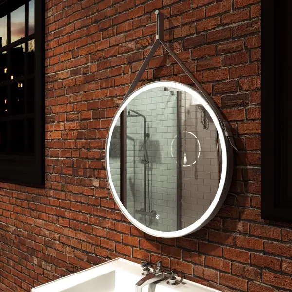 Зеркало на ремне с подсветкой Belt White LED ø65 см зеркало для ванной uperwood modul 60х80 см сенсорная кнопка черное теплая подсветка