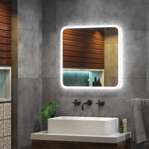Зеркало для ванной Light LED с подсветкой и сенсором 60x60 см зеркало для ванной aquanet мокка с подсветкой 96 5x83 см дуб серый