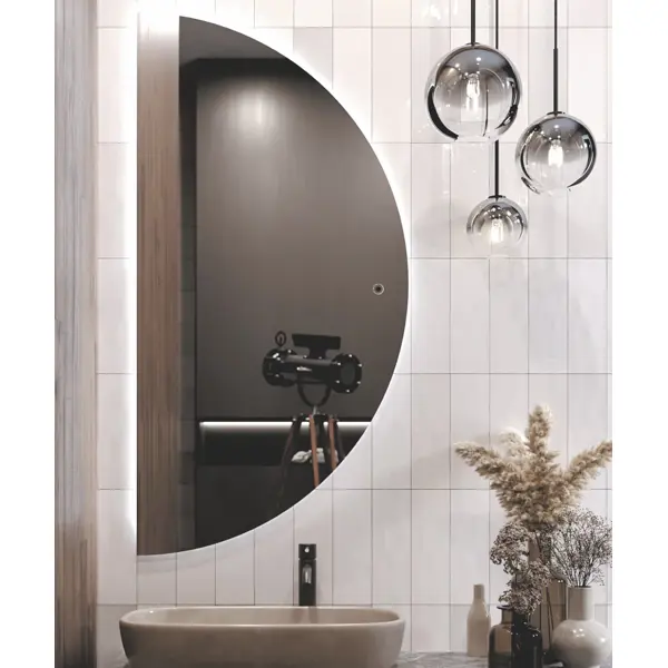 Зеркало для ванной Ориент с подсветкой 55x110 см цвет серебро