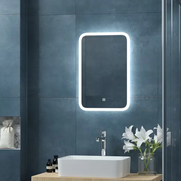 Зеркало для ванной Light Led с подсветкой 40x60 см цвет белый зеркало шкаф comforty верона 75 дуб белый