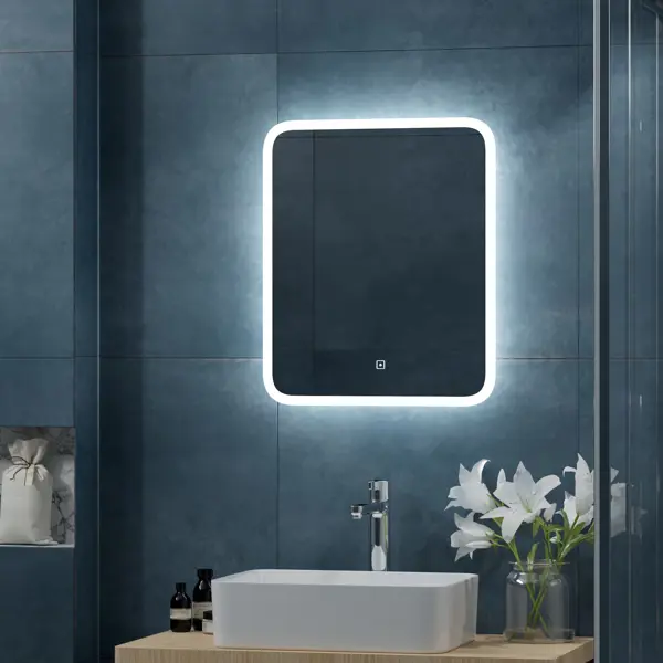 Зеркало для ванной Light Led с подсветкой 50x60 см цвет белый зеркало шкаф comforty верона 75 дуб белый
