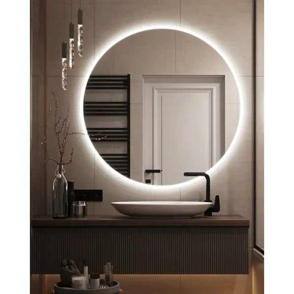 Зеркало для ванной Omega Glass SD91 с подсветкой 110 см круглое телескопическое круглое зеркало эврика