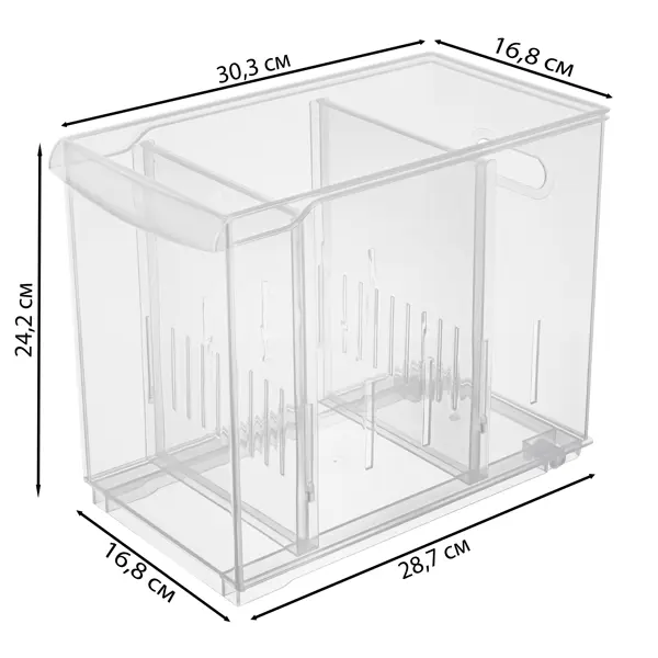 Контейнер Rolly 16.5x30.5x24.2 см 10.6 л пластик цвет прозрачный органайзер для декора передвижные ячейки 15 ячеек 17 4 × 10 × 2 2 см цвет прозрачный