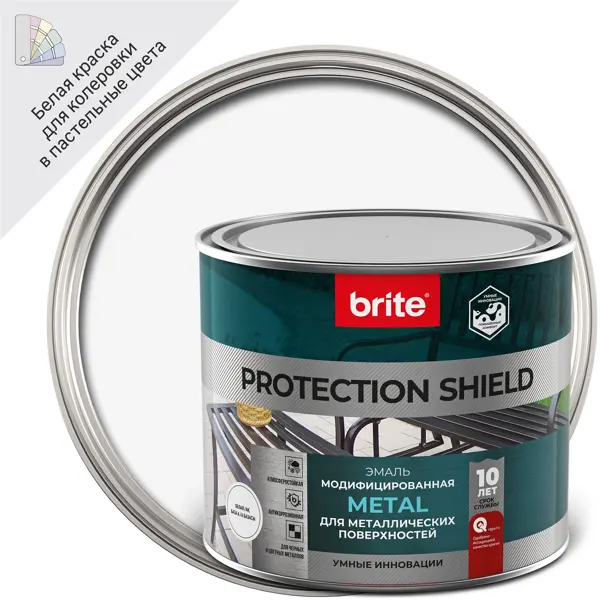 Грунт-эмаль по ржавчине Brite Protect Shield полуматовая цвет белый 0.75 л грунт эмаль по ржавчине 3 в 1 profilux гладкая белый 2 4 кг